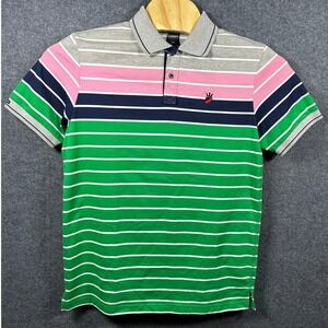 COACH Menswear Striped Polo Shirt Green Pink Navy Gray 2XL (Fits Smaller)